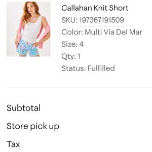 Lilly Pulitzer 5” Callahan knit short size 4 new without tags.
